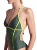 Arena Badeanzug in Dunkelgrün/ Gelb