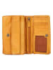 Bellicci Leren portemonnee "Cher" mosterdgeel - (B)16 x (H)10,5 x (D)4 cm