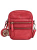 Bellicci Leren schoudertas "Charlotte" rood - (B)13 x (H)19 x (D)3 cm