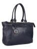 Bellicci Leren schoudertas "Chelsea" donkerblauw - (B)34 x (H)29,5 x (D)10 cm