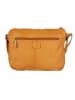 Bellicci Leren schoudertas "Crisanta" mosterdgeel - (B)30 x (H)22 x (D)10 cm