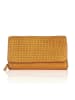 Bellicci Leren portemonnee "Eliza" mosterdgeel - (B)18 x (H)9 x (D)4 cm