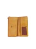 Bellicci Leren portemonnee "Eliza" mosterdgeel - (B)18 x (H)9 x (D)4 cm