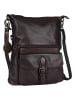 Bellicci Leren schoudertas "Eva" donkerbruin - (B)34 x (H)29 x (D)4,5 cm