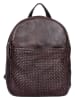 Bellicci Leren rugzak "Eve" donkerbruin - (B)22 x (H)29 x (D)9 cm