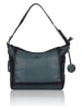 Bellicci Leder-Schultertasche "Kristiana" in Blau - (B)40 x (H)27 x (T)8 cm