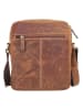 SPARWELL Leder-Umhängetasche "Brody" in Cognac - (B)20,5 x (H)24 x (T)6,5 cm