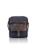 Bellicci Leder-Umhängetasche "Steve" in Braun/ Dunkelblau - (B)22 x (H)25 x (T)8 cm