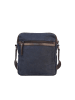 Bellicci Leren schoudertas "Steve" bruin/donkerblauw - (B)22 x (H)25 x (D)8 cm
