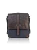 Bellicci Leder-Umhängetasche "Stefan" in Braun/ Dunkelblau - (B)21 x (H)25 x (T)7 cm