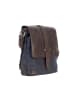Bellicci Leder-Umhängetasche "Stefan" in Braun/ Dunkelblau - (B)21 x (H)25 x (T)7 cm