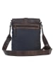 Bellicci Leder-Umhängetasche "Stefan" in Braun/ Dunkelblau - (B)21 x (H)25 x (T)7 cm