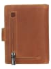 SPARWELL Skórzany portfel "Nico" w kolorze jasnobrązowym - 7 x 10 x 2 cm