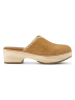 TOMS Leder-Clogs in Hellbraun