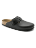 Birkenstock Leder-Clogs "Boston" in Schwarz - Weite N