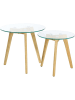 THE HOME DECO FACTORY 2-delige set: bijzettafels naturel/transparant