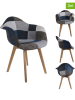 THE HOME DECO FACTORY 2-delige set: eetkamerstoelen grijs/blauw - (B)64,5 x (H)85 x (D)59 cm