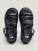 Tommy Hilfiger Leder-Keilsandaletten in Schwarz
