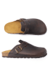 Mandel Leder-Clogs in Braun