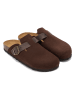 Mandel Leren clogs "Noe" bruin