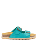Mandel Leren slippers turquoise