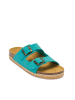 Mandel Leren slippers turquoise