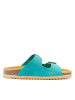 Mandel Leren slippers turquoise