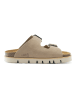Mandel Leren slippers taupe