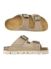 Mandel Leren slippers taupe