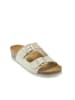 Mandel Leren slippers beige