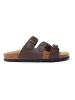Mandel Leren slippers bruin