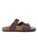 Mandel Leren slippers bruin