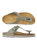 Mandel Leren teenslippers grijs