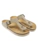 Mandel Leren teenslippers taupe