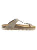 Mandel Leren teenslippers taupe