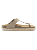 Mandel Leren teenslippers taupe