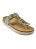Mandel Leren teenslippers groen