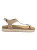 Mandel Leder-Zehensandalen in Beige/ Braun