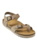 Mandel Leder-Zehensandalen in Beige/ Braun