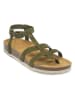 Mandel Leder-Zehensandalen in Khaki