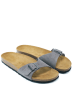 Mandel Leren slippers grijs