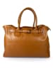 ORE10 Leder-Henkeltasche "Trast" in Hellbraun - (B)38 x (H)28 x (T)15 cm