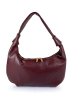 ORE10 Leder-Schultertasche "Brasi" in Bordeaux - (B)38 x (H)21 x (T)4 cm