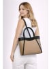 Florence Bags Leder-Henkeltasche "Reddit" in Beige/ Schwarz - (B)37 x (H)24 x (T)16 cm
