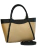 Florence Bags Leder-Henkeltasche "Reddit" in Beige/ Schwarz - (B)37 x (H)24 x (T)16 cm