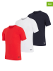 Reebok 3er-Set: Shirts in Rot/ Weiß/ Dunkelblau