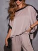 LA Angels Bluse in Beige/ Schwarz
