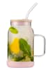 Vialli Design Glas mit Trinkhalm in Rosa - 600 ml
