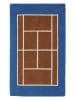 OYOY mini Kurzflor-Teppich "Tennis" in Blau/ Hellbraun - (L)150 x (B)88 cm