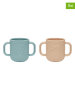 OYOY mini 2-delige set: drinkbekers "Kappu" lichtblauw/lichtbruin - (H)11 x  Ø 7,5 cm